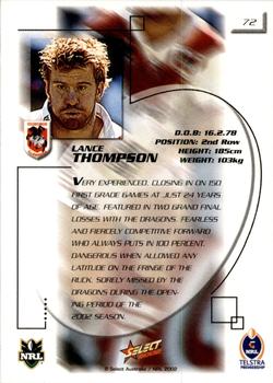 2002 Select Challenge #72 Lance Thompson Back